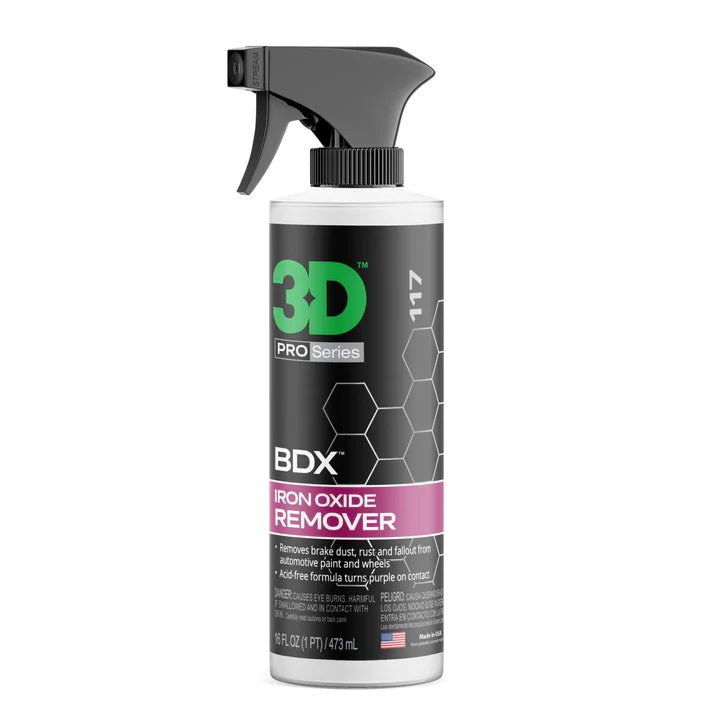 A bottle of 3D 3D | BDX IRON REMOVER on a white background.