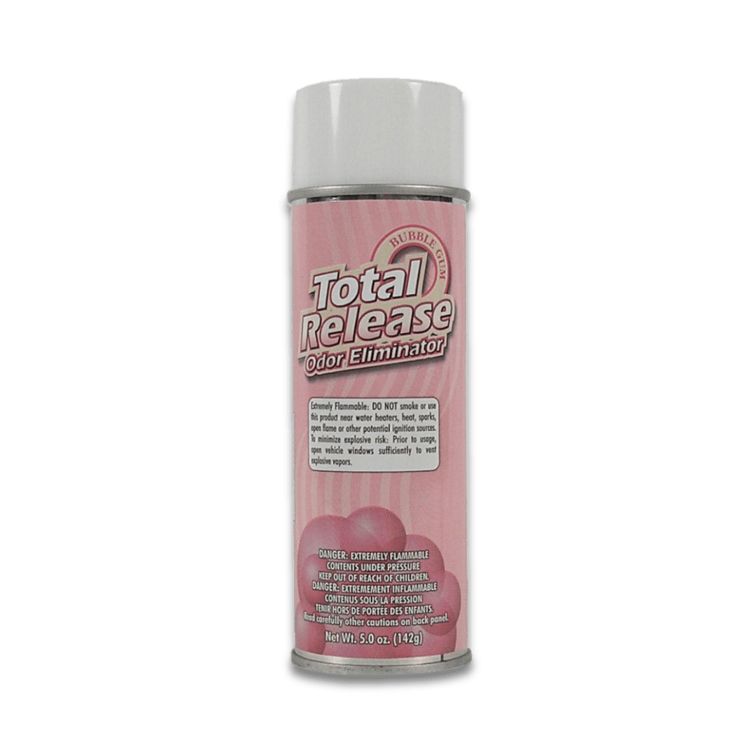 A bottle of Hi - Tech Total Release Odor Eliminator on a white background.