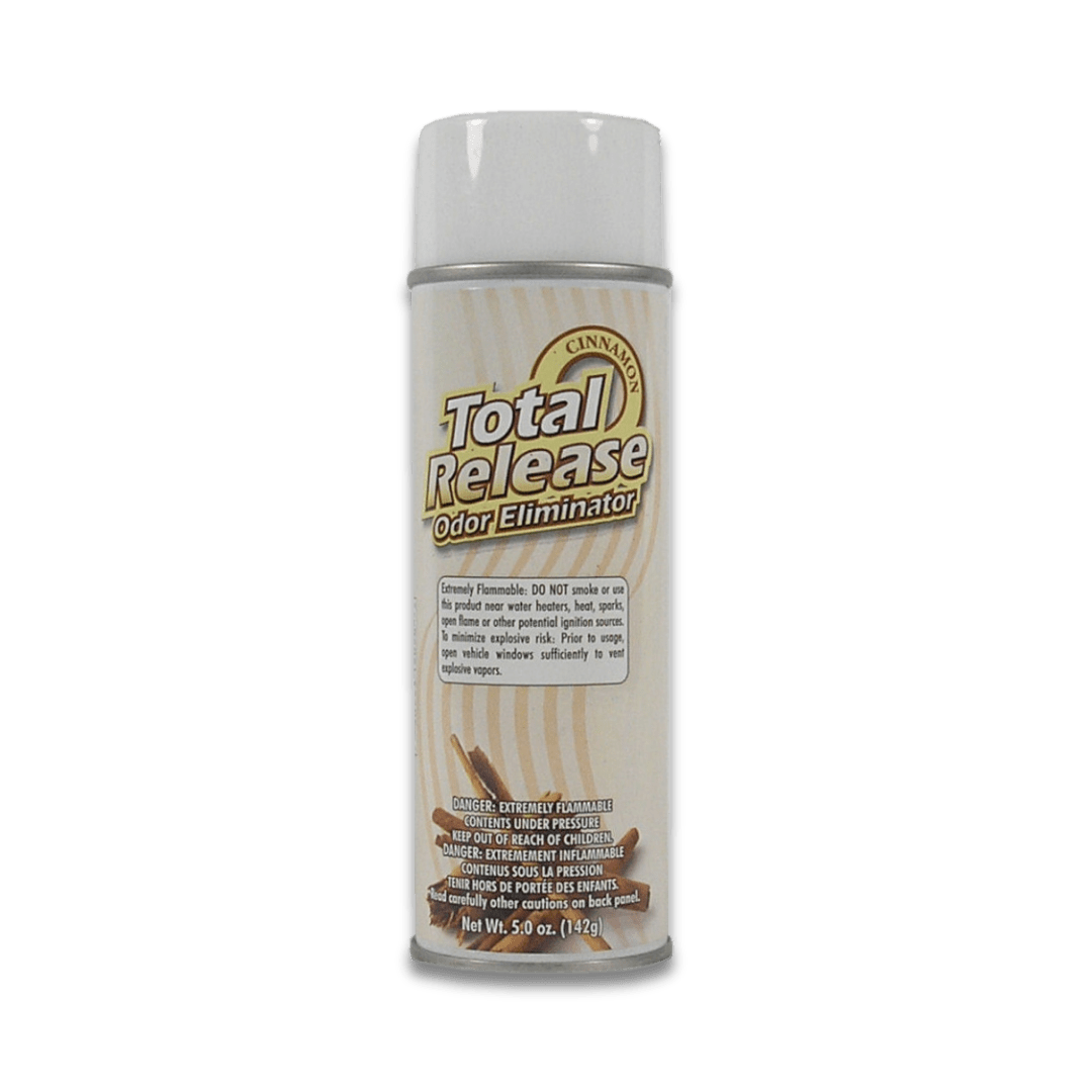 A bottle of Hi - Tech Total Release Odor Eliminator on a white background.