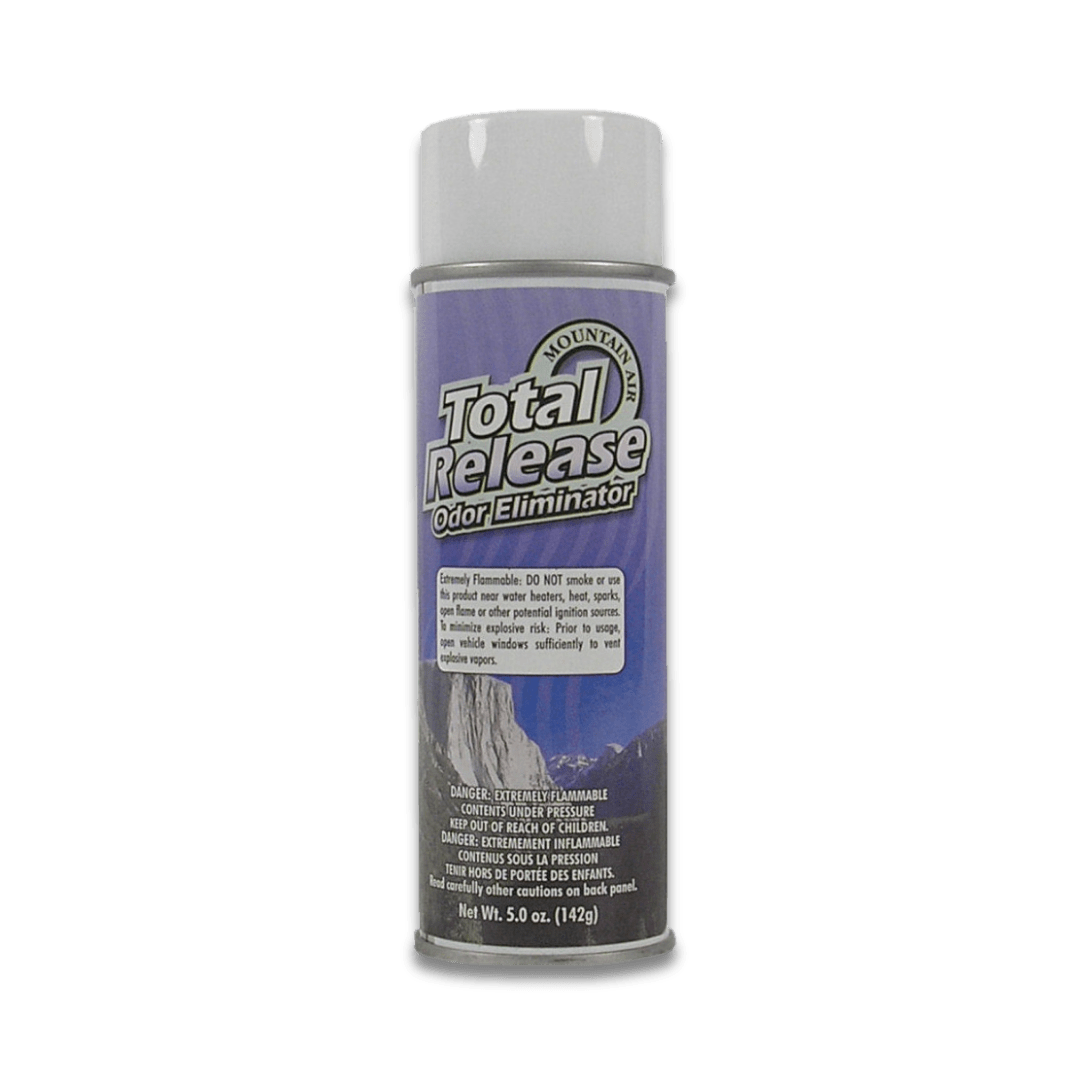 A bottle of Hi - Tech Total Release Odor Eliminator on a white background.