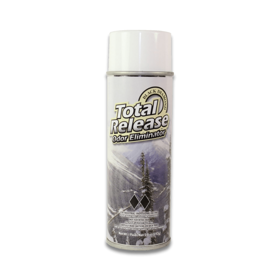 A bottle of Hi - Tech Total Release Odor Eliminator on a white background.