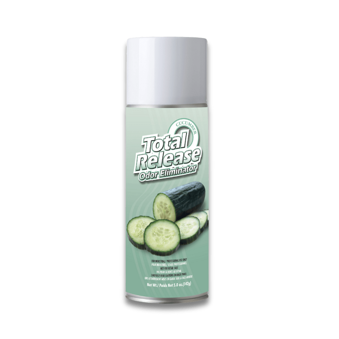 A bottle of Hi - Tech Total Release Odor Eliminator on a white background.