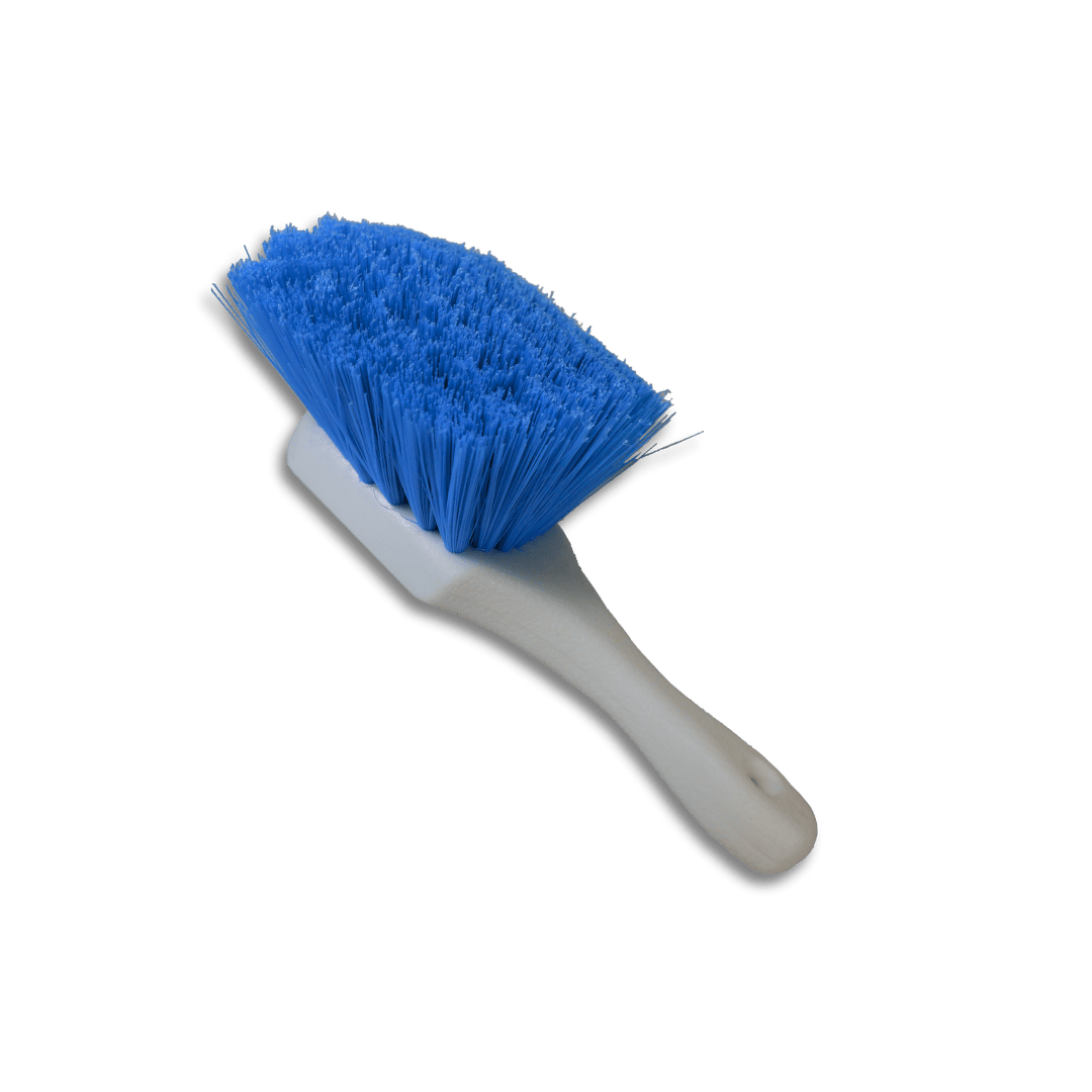 A bottle of Hi - Tech General Purpose Short Handle Brush - Blue on a white background.