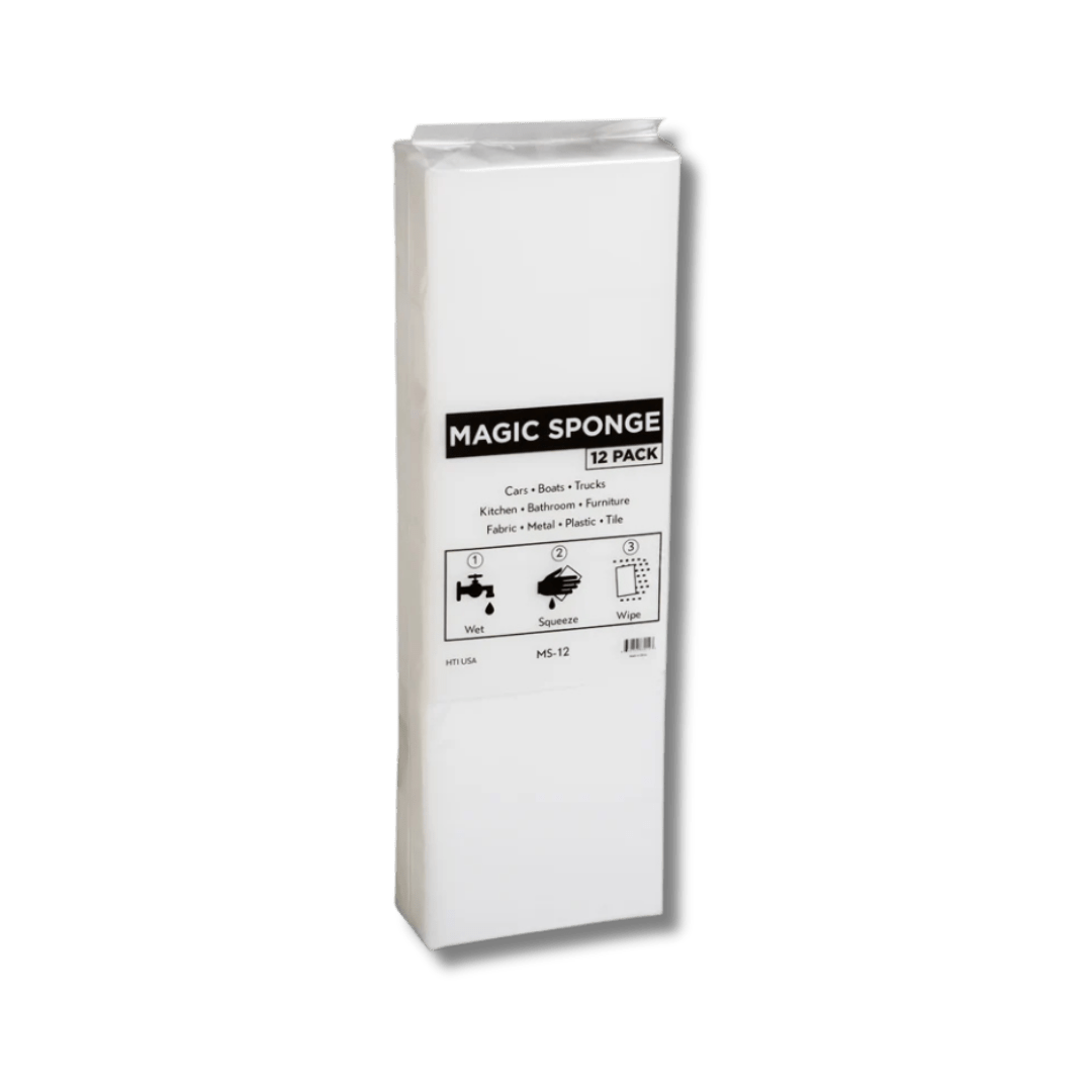 A bottle of Hi - Tech 12 Pack Magic Foam Eraser Sponge on a white background.