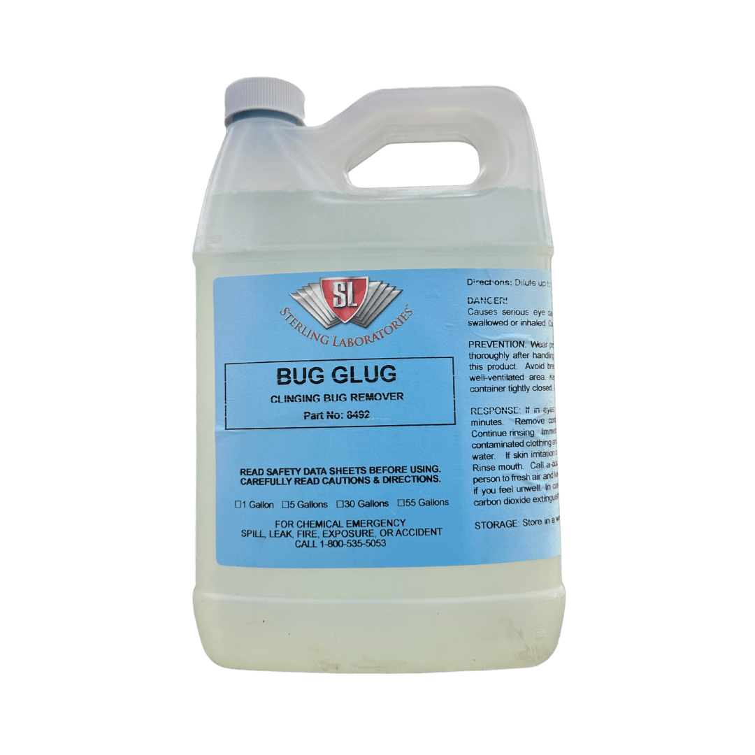 A bottle of Sterling Bug Glug on a white background.