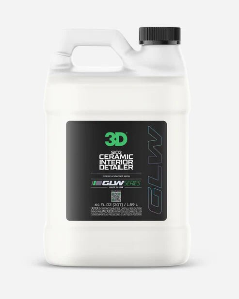 A bottle of 3D 3D | GLW SERIES | SiO2 CERAMIC INTERIOR DETAILER on a white background.