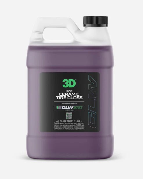 A bottle of 3D 3D | GLW SERIES | SiO2 CERAMIC TIRE GLOSS on a white background.