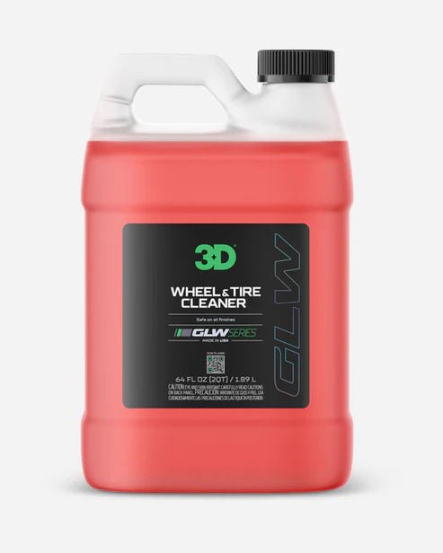 A bottle of 3D 3D | GLW SERIES | WHEEL & TIRE CLEANER on a white background.