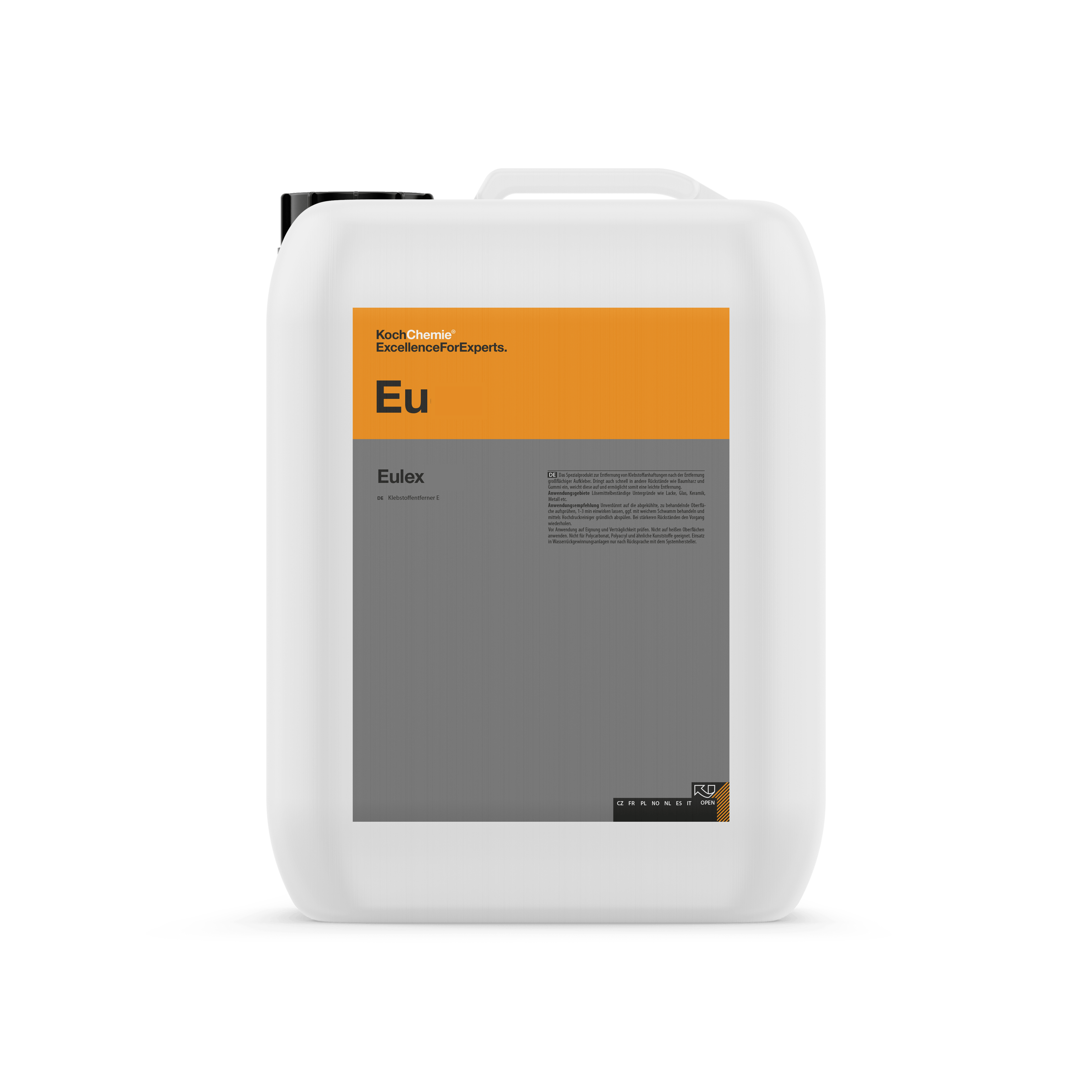 A bottle of Koch Chemie Eu | Eulex on a white background.