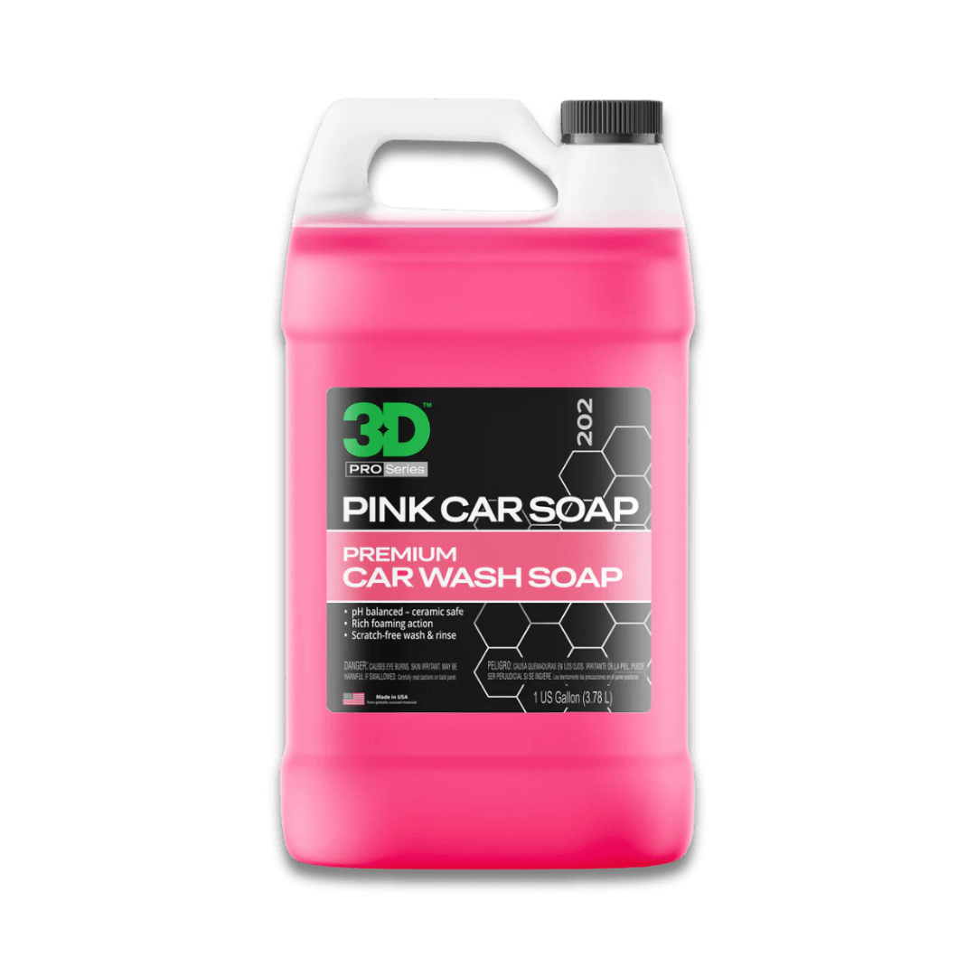 A bottle of Wisconsin Chemical Wholesale Pink Car Soap on a white background.