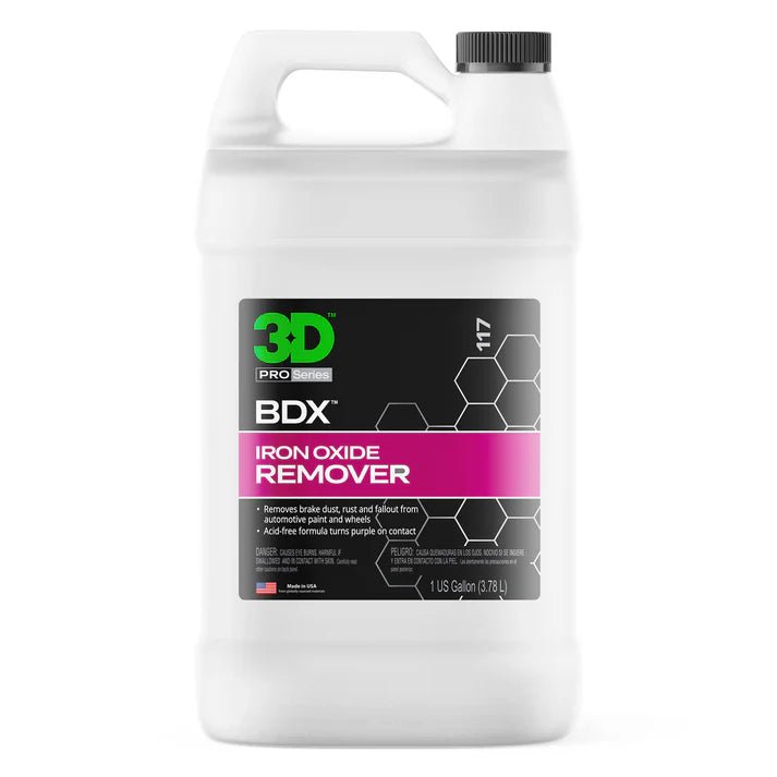A bottle of 3D 3D | BDX IRON REMOVER on a white background.