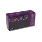 A bottle of Hi - Tech Dextatron Black Nitrile Powder Free Gloves - 100 Pack on a white background.