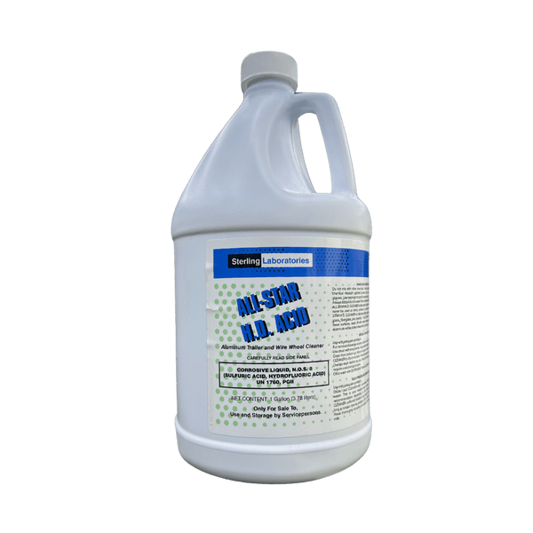 A bottle of Sterling All Star Wheel Acid on a white background.