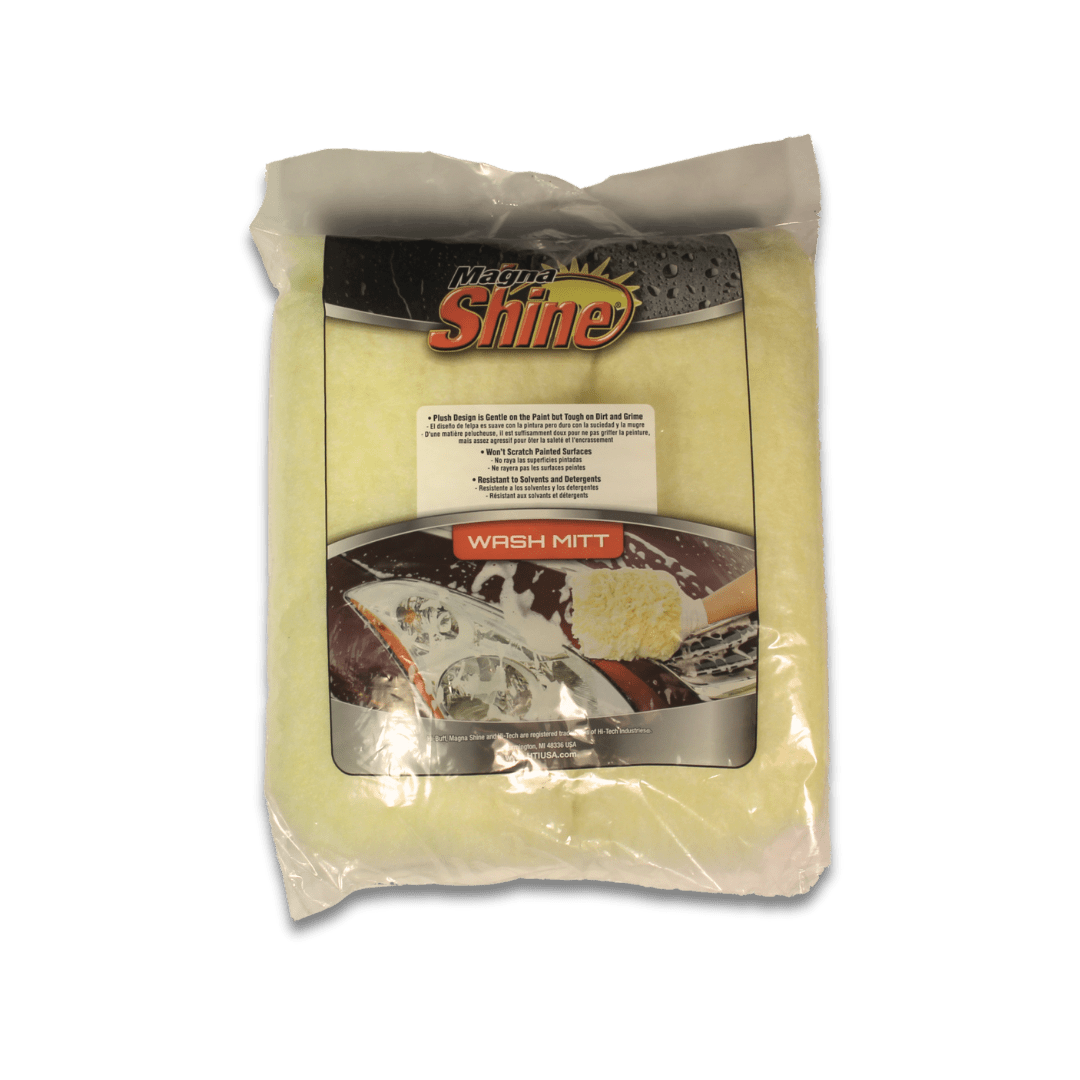 A bottle of Magna Shine Wash Mitt on a white background.