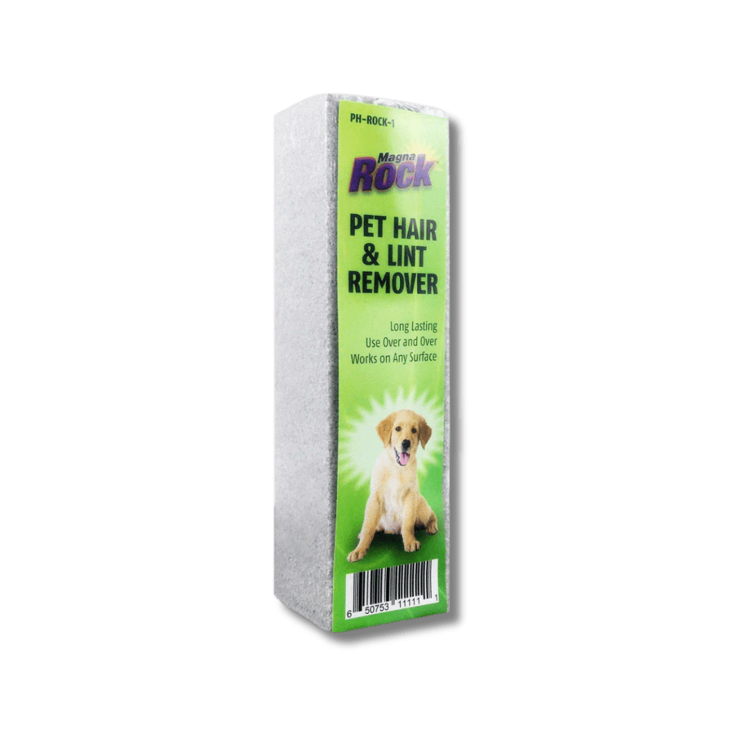 A bottle of Magna Shine Pet Hair Remover Block on a white background.