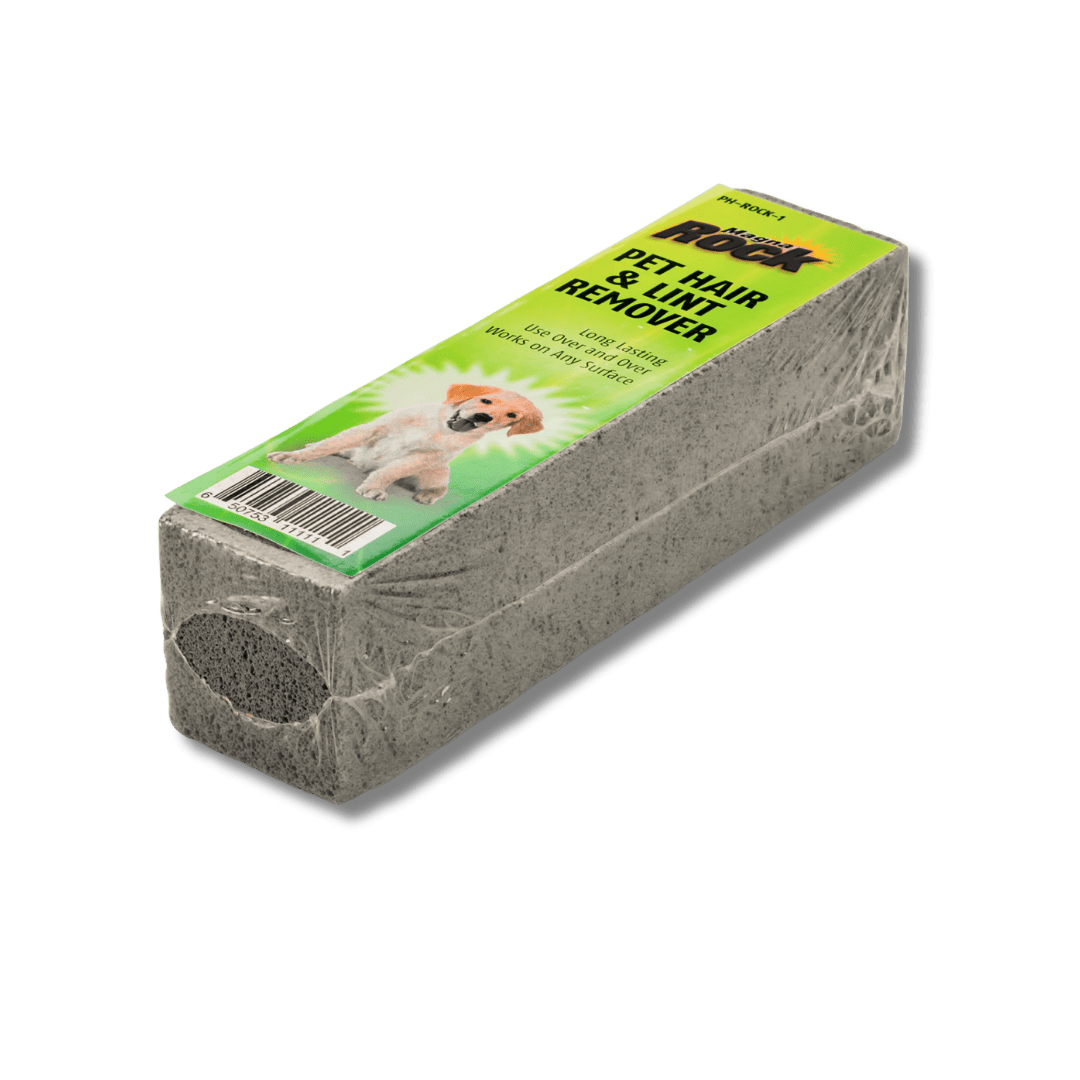 A bottle of Magna Shine Pet Hair Remover Block on a white background.