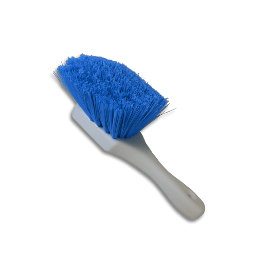 A bottle of Hi - Tech General Purpose Short Handle Brush - Blue on a white background.
