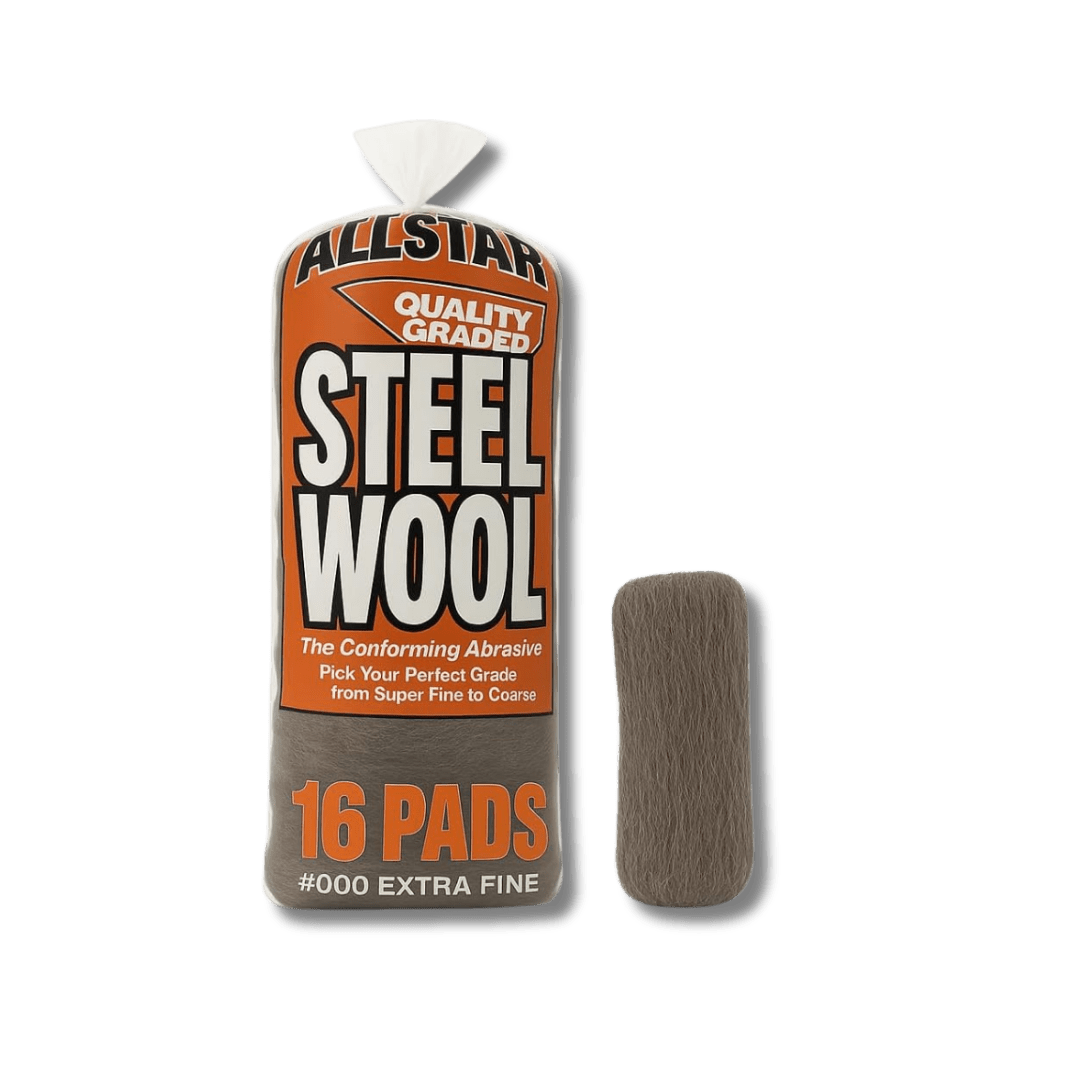 A bottle of Hi - Tech All Star Steel Wool Pads - 16 Count on a white background.