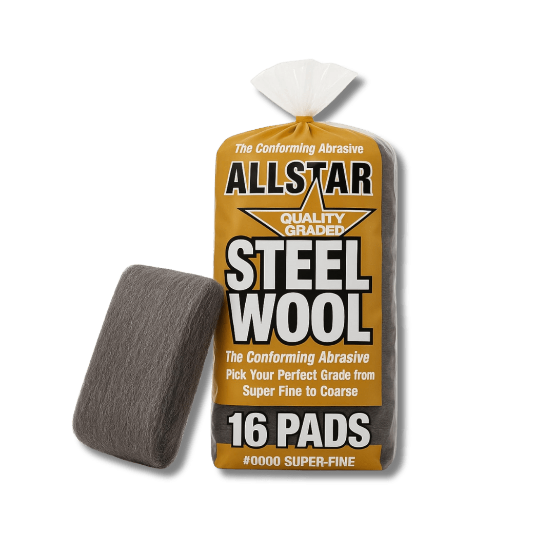 A bottle of Hi - Tech All Star Steel Wool Pads - 16 Count on a white background.