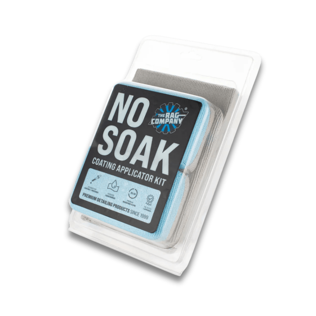 A bottle of The Rag Company No Soak Coating Applicator Kit on a white background.
