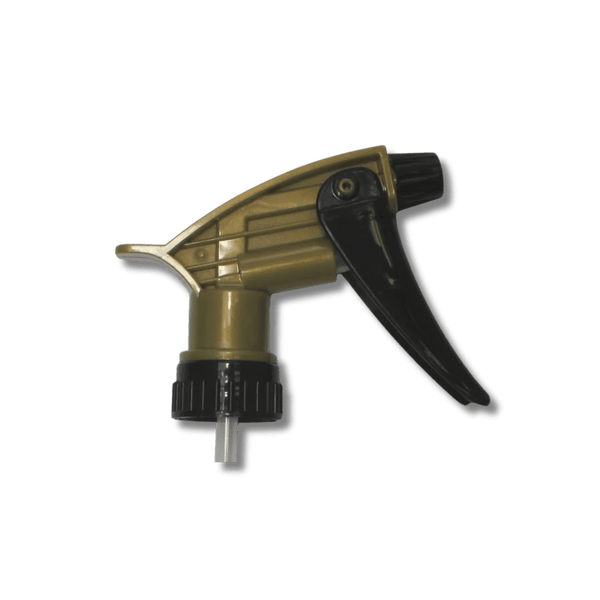 A bottle of Hi - Tech Acid Resistant Spray Trigger - Gold/Black on a white background.