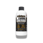 A bottle of Solution Finish Solution Finish Black Trim Restorer on a white background.