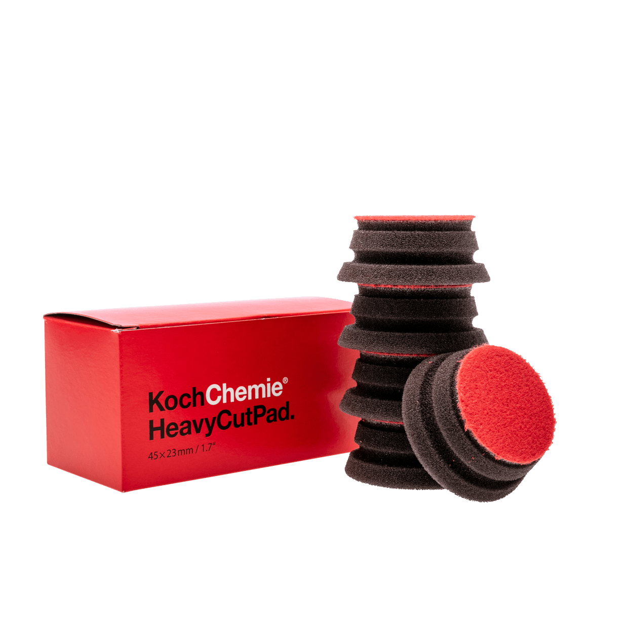 A bottle of Koch Chemie Heavy Cut Pad on a white background.