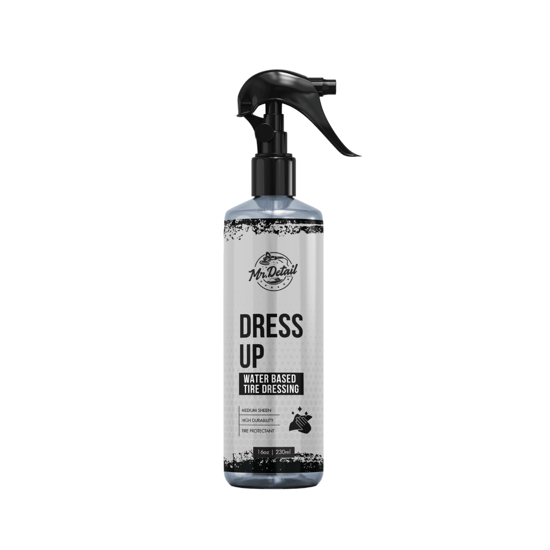 A bottle of Mr Detail Dress Up on a white background.