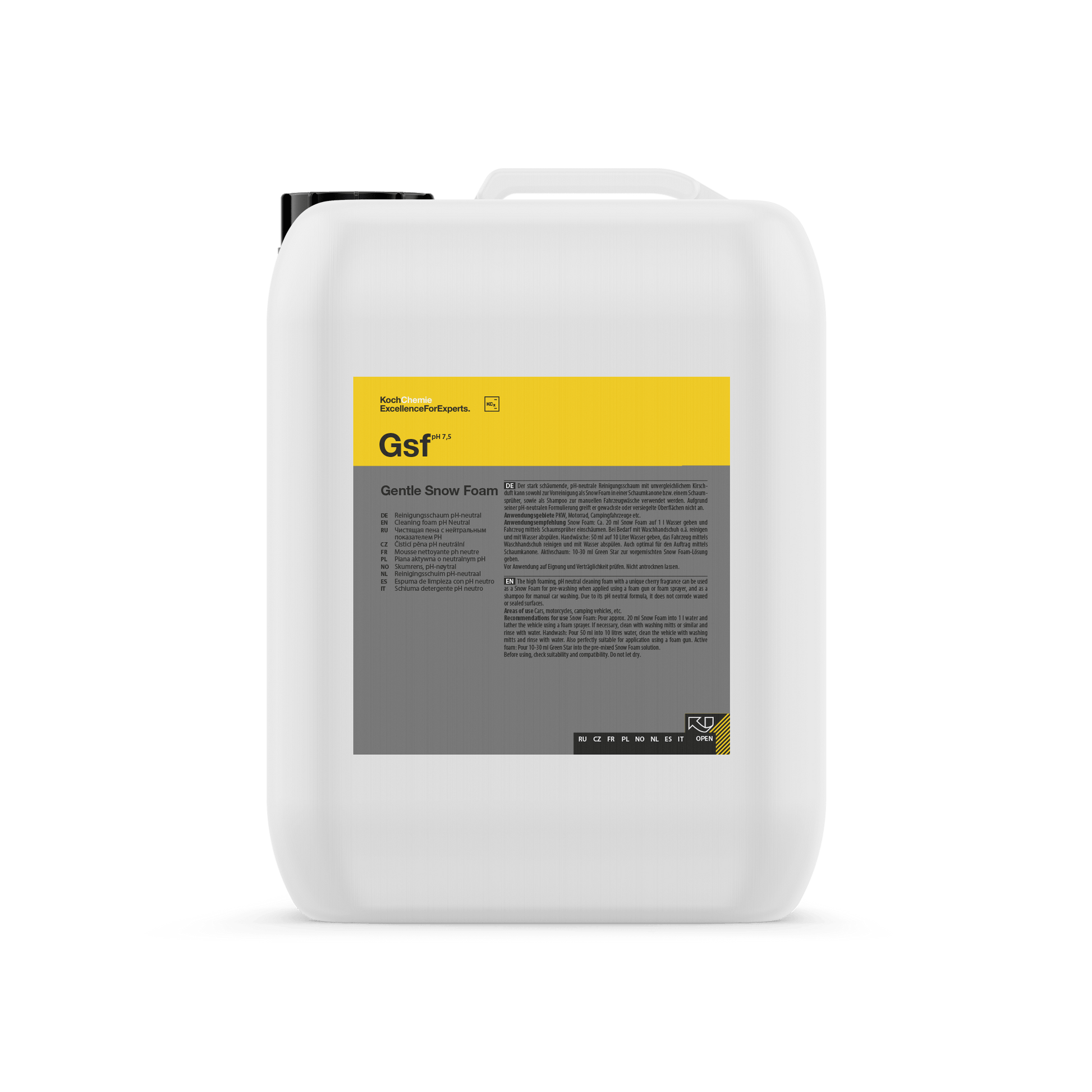 A bottle of Koch Chemie Gsf | Gentle Snow Foam on a white background.