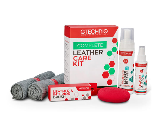 A bottle of GTechniq GTECHNIQ | LEATHER CARE KIT on a white background.