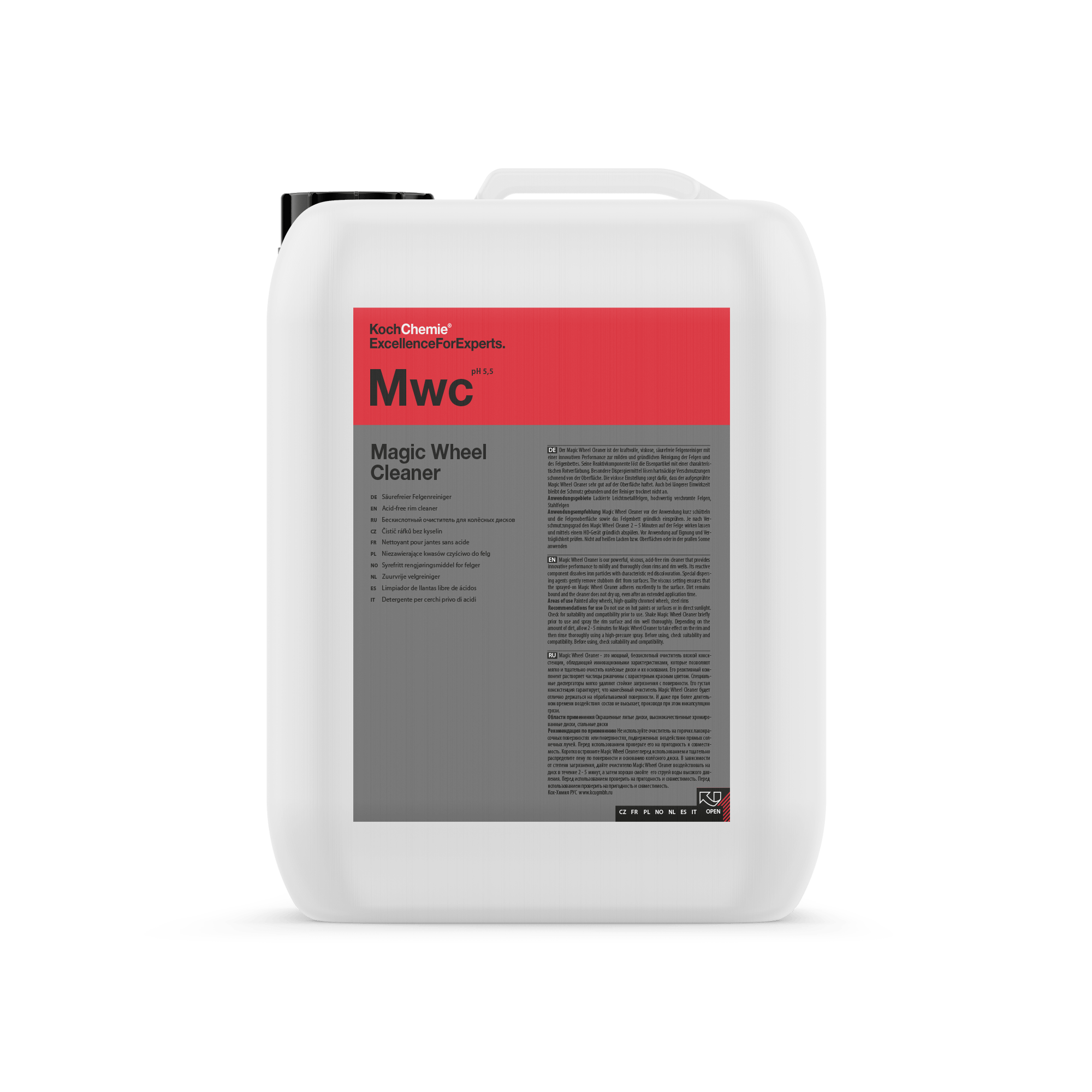 A bottle of Koch Chemie Mwc | Magic Wheel Cleaner on a white background.