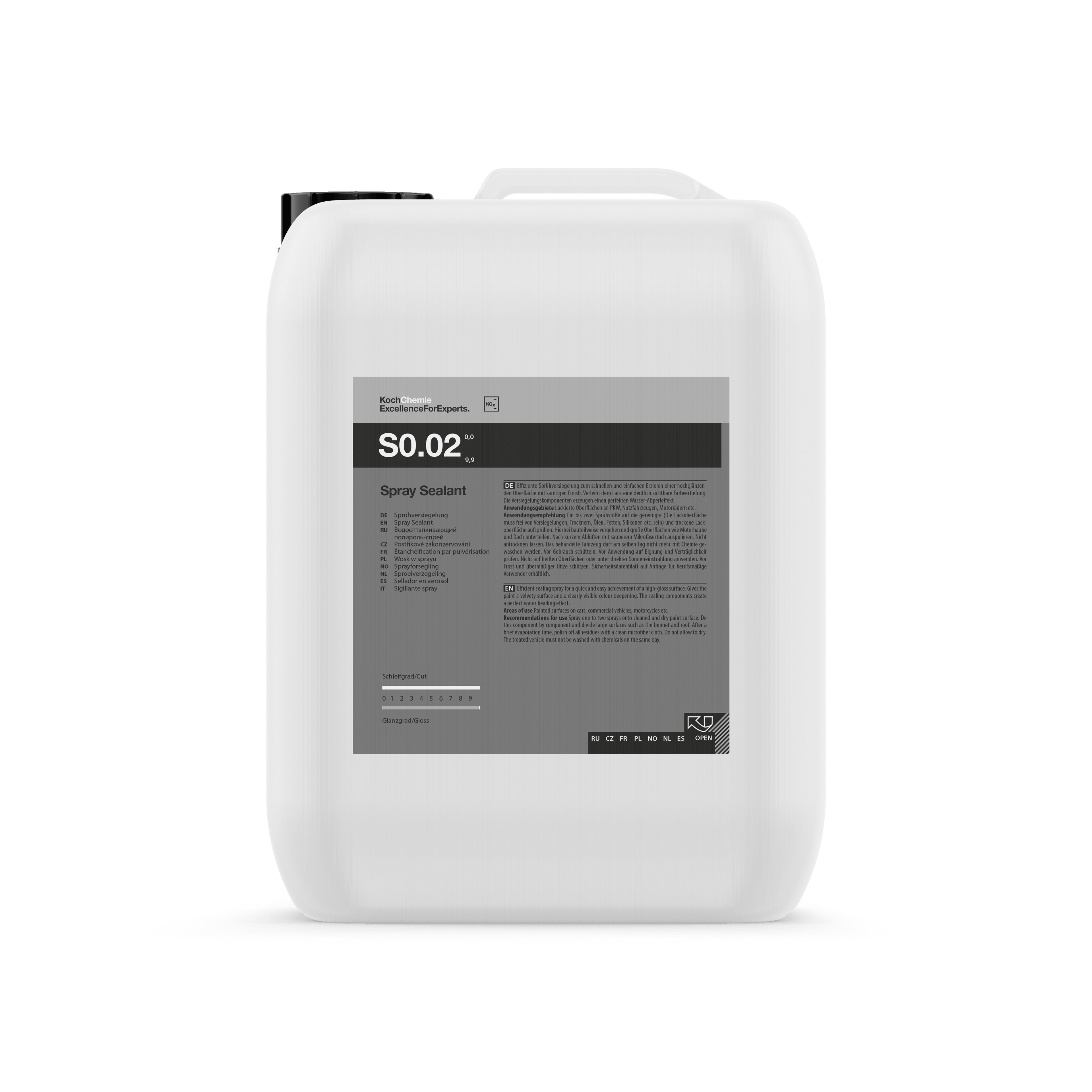 A bottle of Koch Chemie S0.02 | Spray Sealant on a white background.