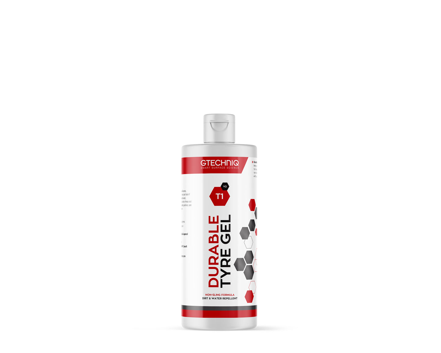 A bottle of GTechniq GTECHNIQ | T1v2 DURABLE TYRE GEL on a white background.