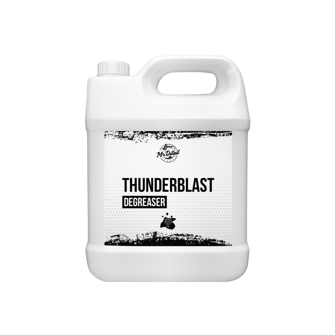 A bottle of Mr Detail Thunder Blast on a white background.