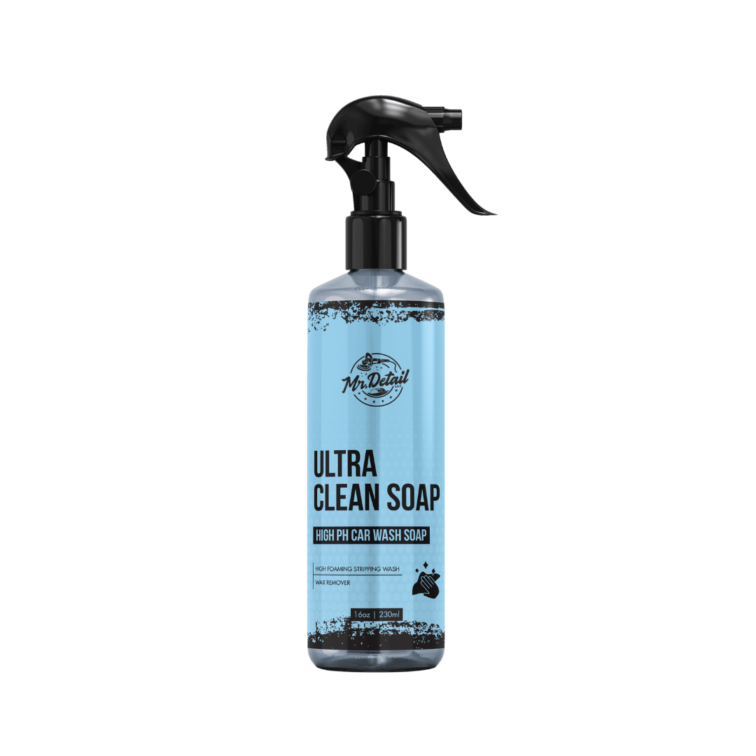 A bottle of Mr Detail Ultra Clean Soap on a white background.