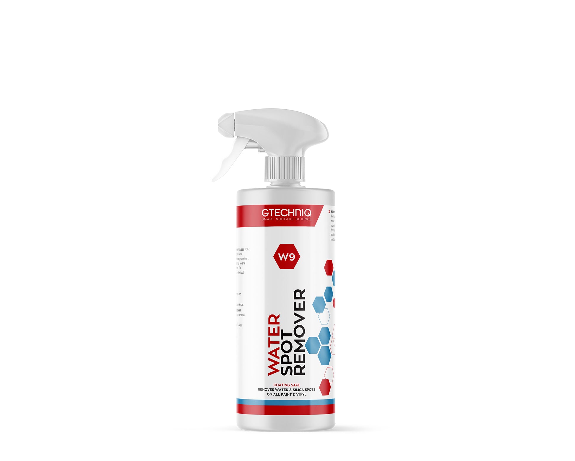 A bottle of GTechniq GTECHNIQ | W9 WATER SPOT REMOVER on a white background.