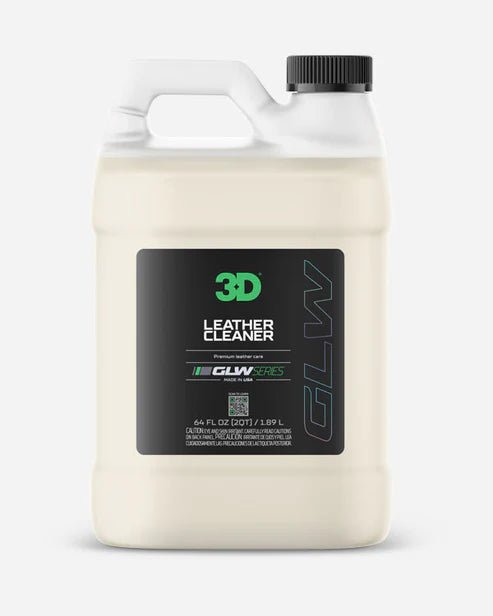 A bottle of 3D 3D | GLW SERIES | LEATHER CLEANER on a white background.