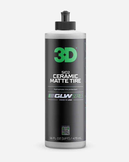 A bottle of 3D 3D | GLW SERIES | SiO2 CERAMIC MATTE TIRE on a white background.