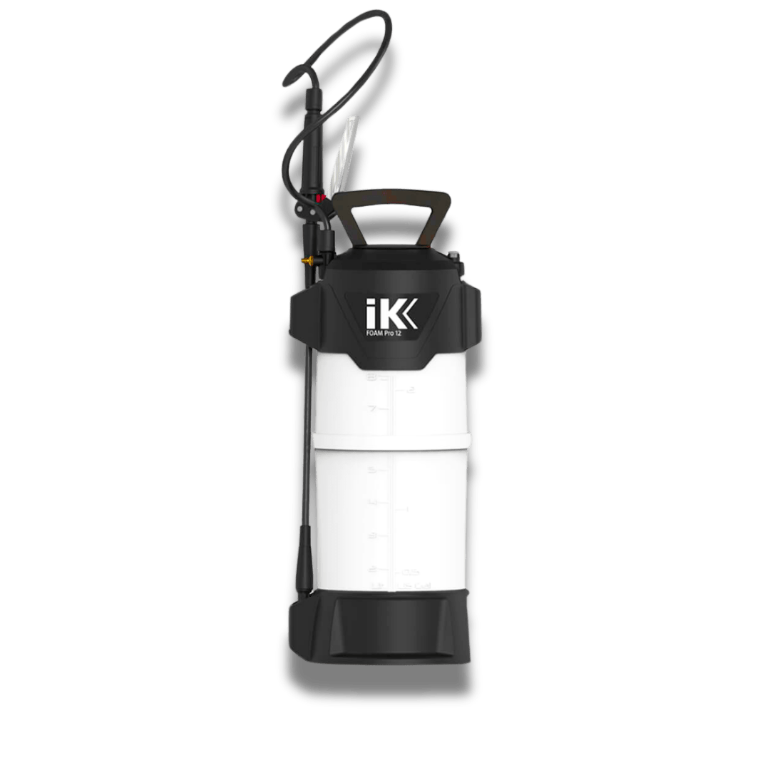 A bottle of IK FOAM PRO 12 on a white background.