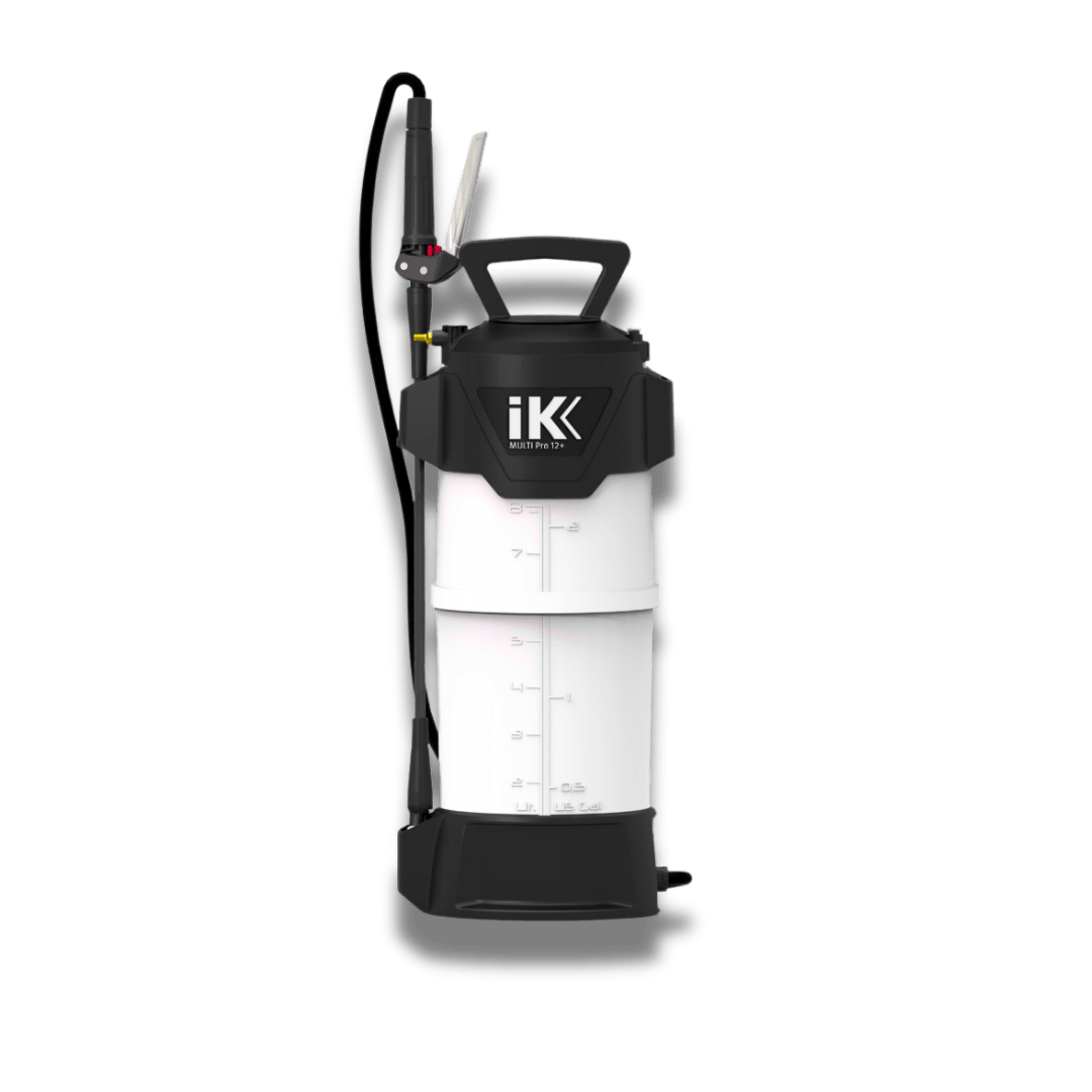 A bottle of IK MULTI PRO 12+ on a white background.
