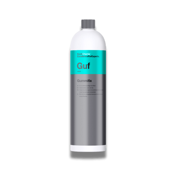 A bottle of Koch Chemie Guf | Gummifix on a white background.