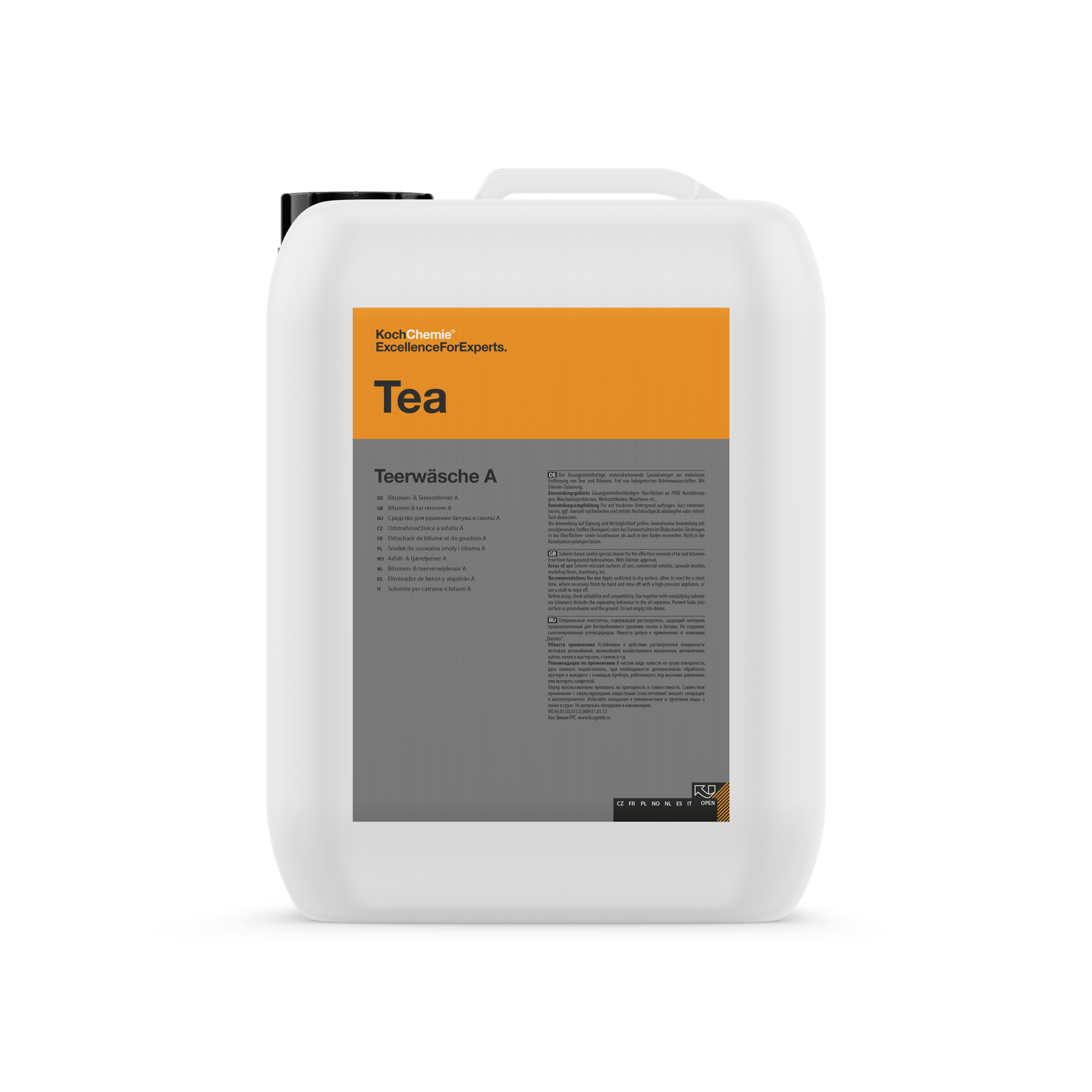 A bottle of Koch Chemie Tea | Teerwasche on a white background.