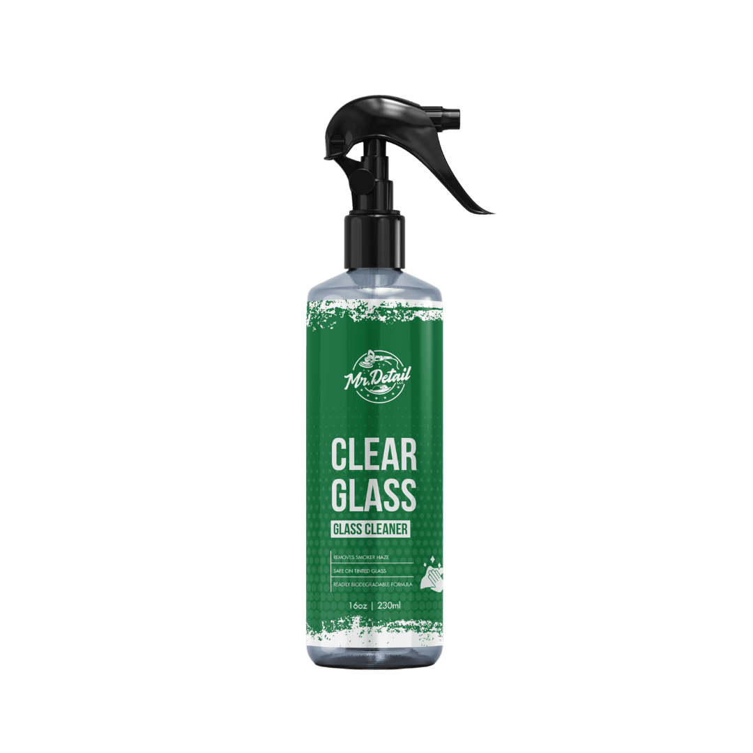 A bottle of Mr Detail Clear Glass on a white background.