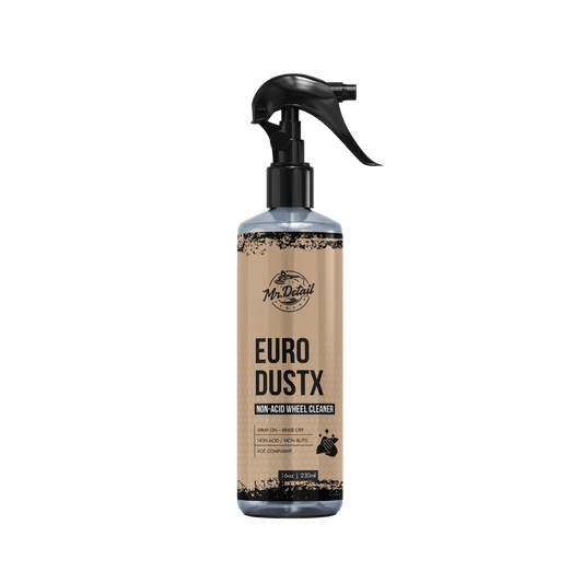 A bottle of Mr Detail EuroDustX on a white background.