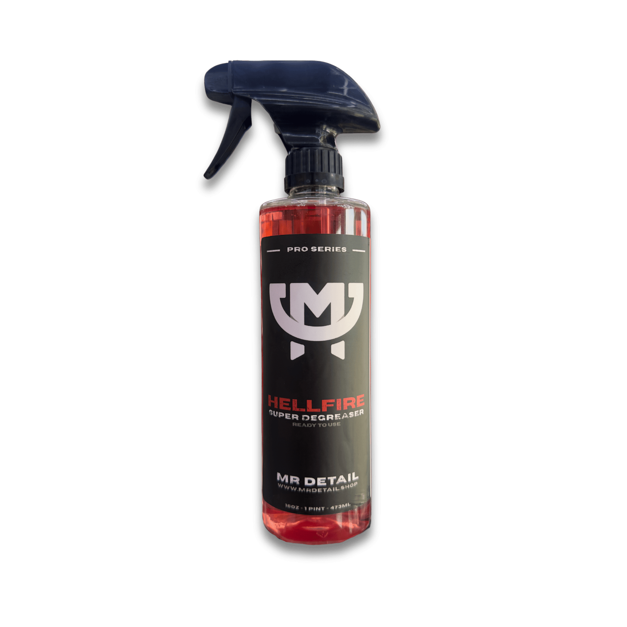 A bottle of Mr Detail HELLFIRE on a white background.