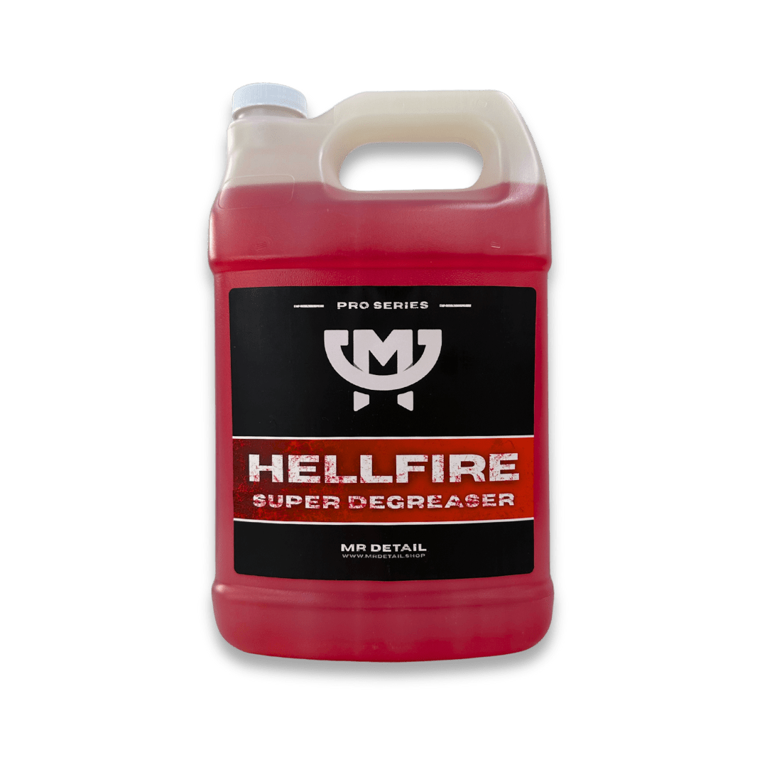 A bottle of Mr Detail HELLFIRE on a white background.