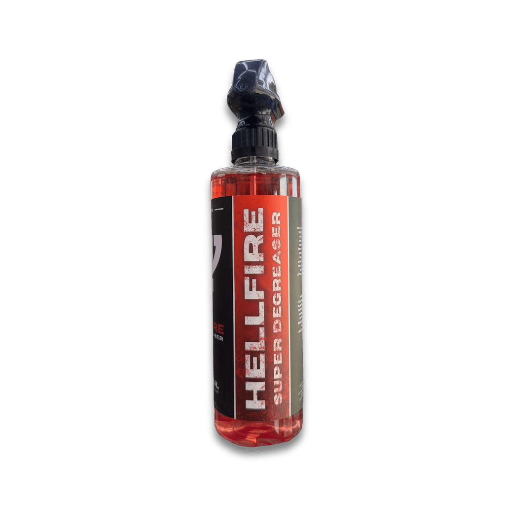 A bottle of Mr Detail HELLFIRE on a white background.