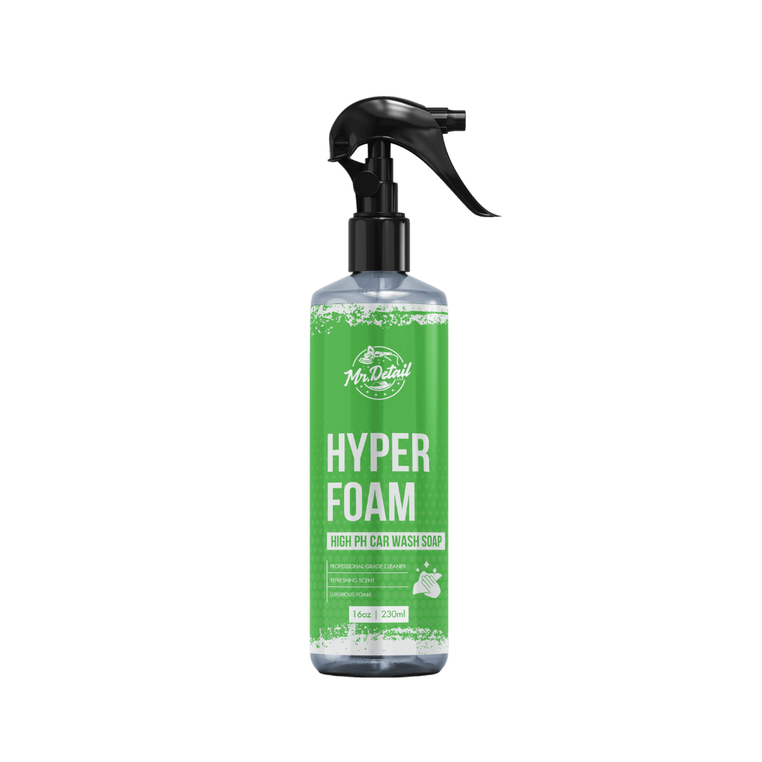 A bottle of Mr Detail Hyper Foam on a white background.