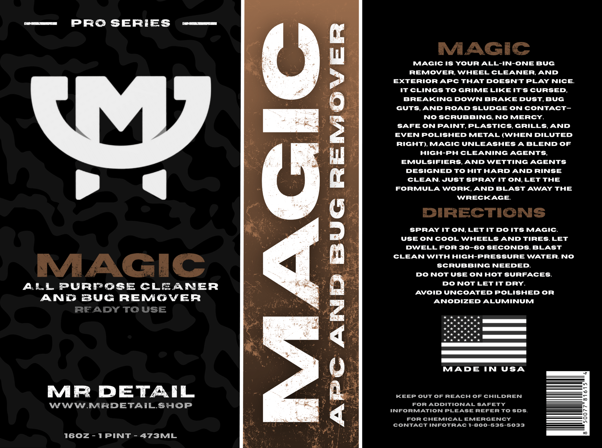 A bottle of Mr Detail MAGIC on a white background.