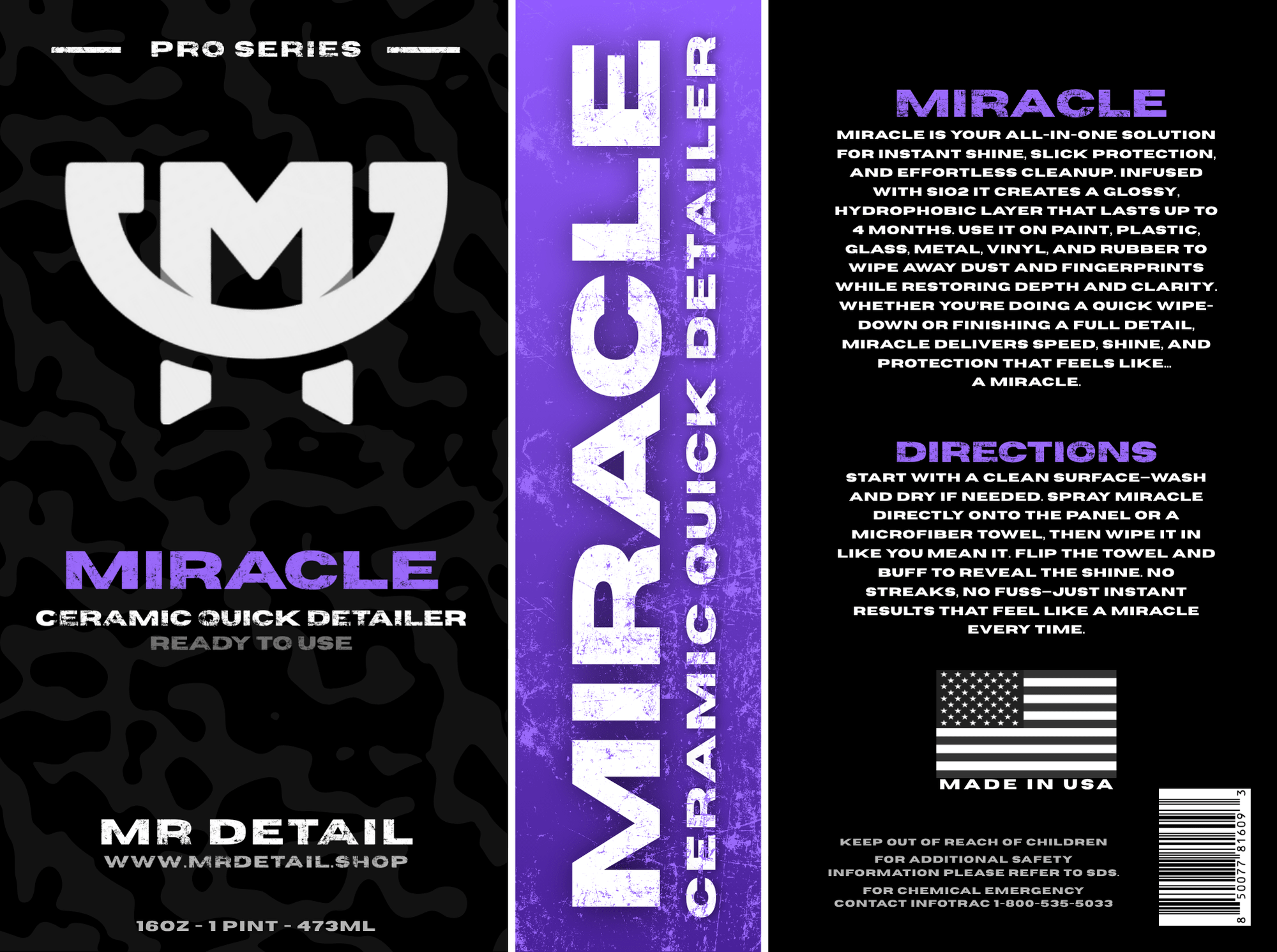 A bottle of Mr Detail MIRACLE on a white background.